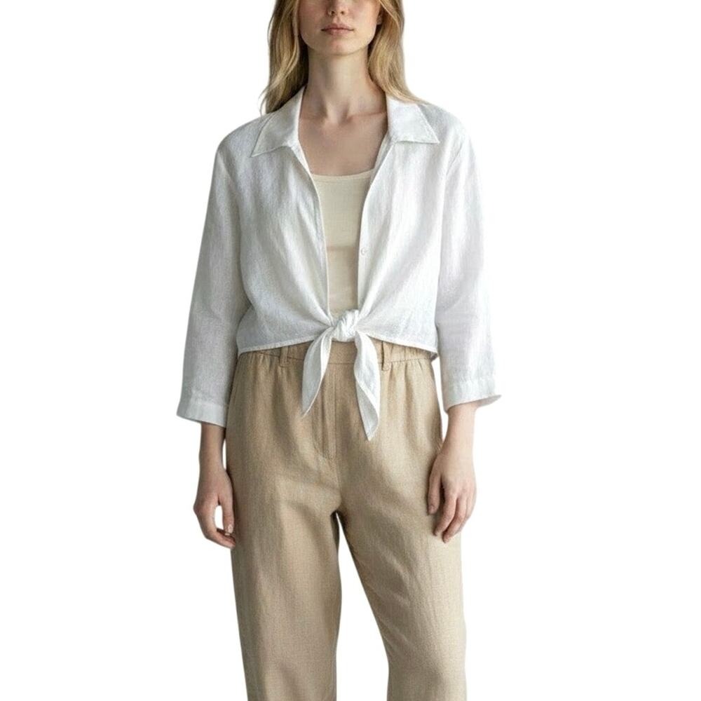 Filo D'autore Ravello Italian Linen Wrap Front Shirt - S
